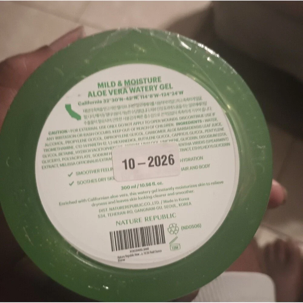 Nature's Republic Origin Aloe Vera Watery Gel  Exp 10/26 Face&body.